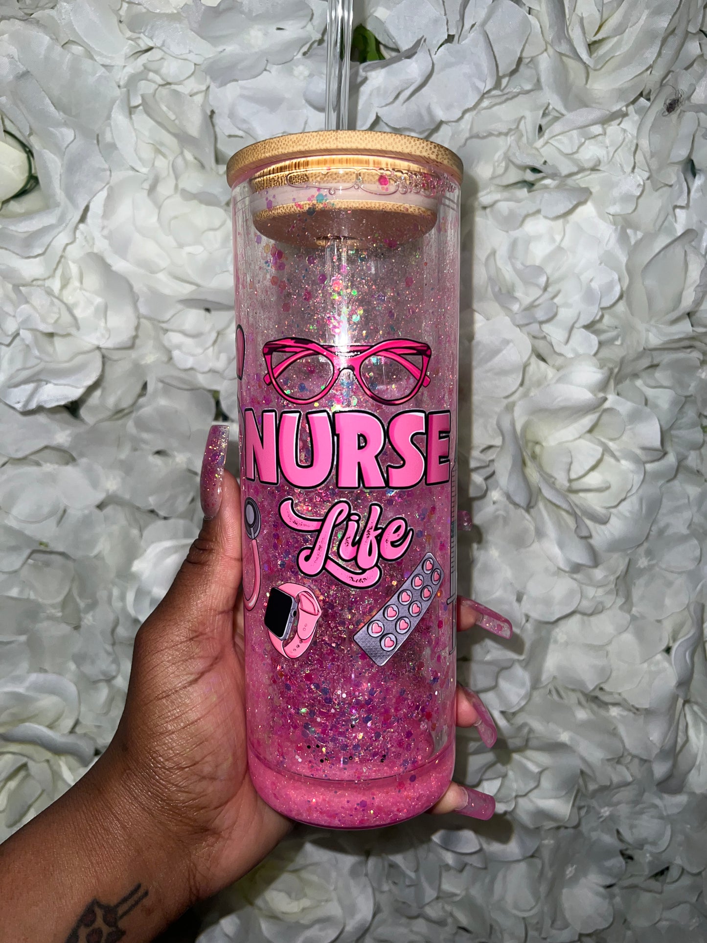 Snow Globe Tumbler " Nurse Life"